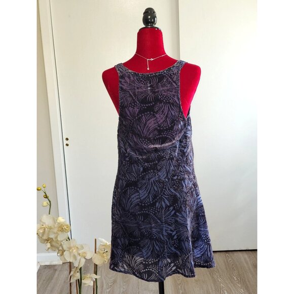 Free People Ellie Burnout Blue Velvet Sleeveless Boho Mini Dress Sz S 1284 - Picture 6 of 10